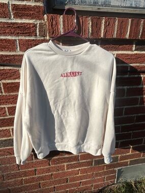 Rue21 Cream Sweatshirt with Pink "ALIGNMENT" Embroidery